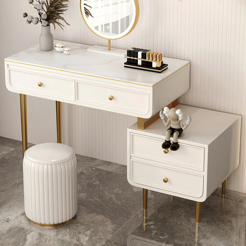 Glam Slate Top Make-up Vanity 4 Drawer Vanity Desk for Bedroom