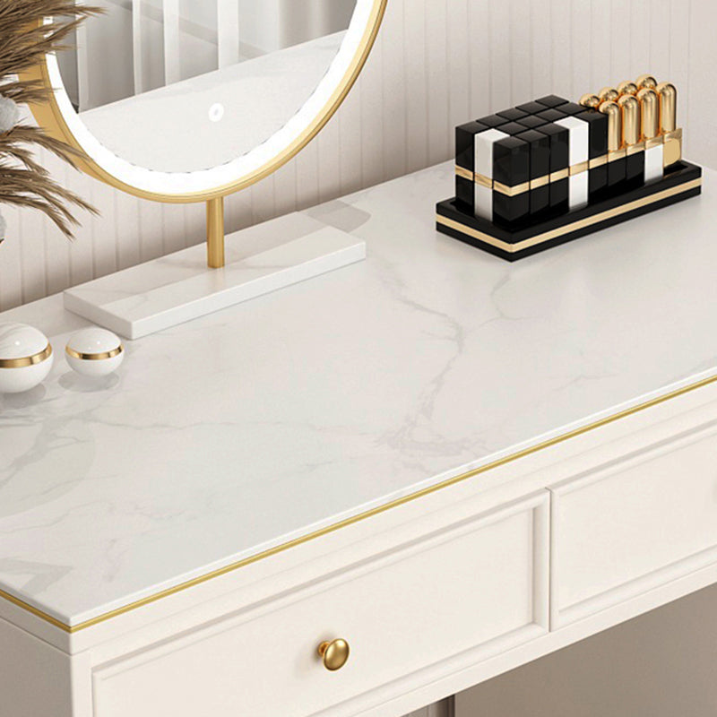Glam Slate Top Make-up Vanity 4 Drawer Vanity Desk for Bedroom