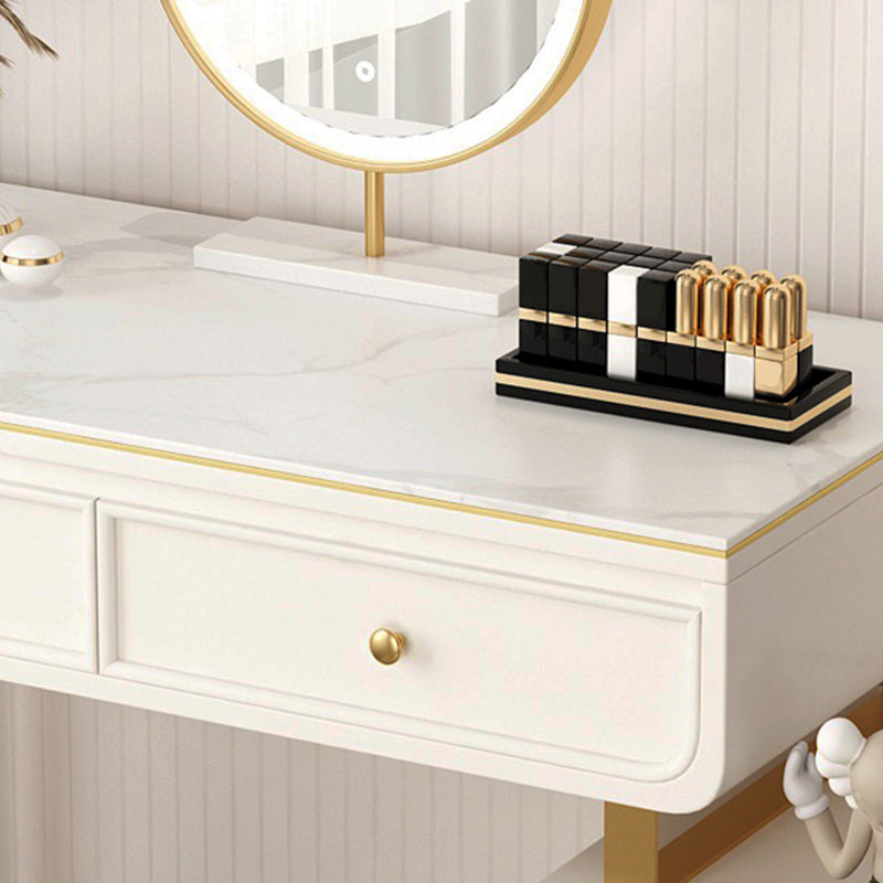 Glam Slate Top Make-up Vanity 4 Drawer Vanity Desk for Bedroom