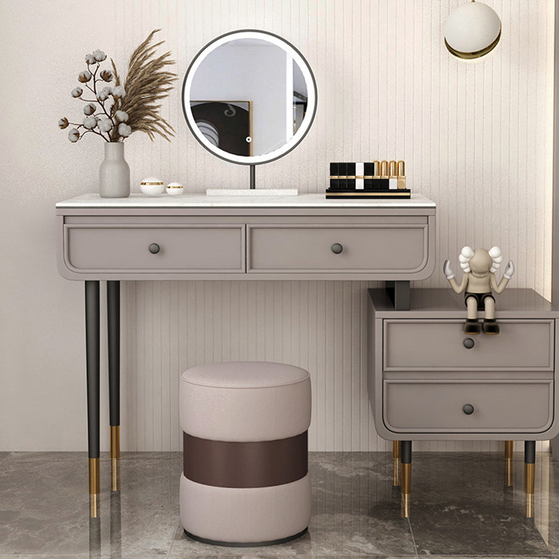 Glam Slate Top Make-up Vanity 4 Drawer Vanity Desk for Bedroom