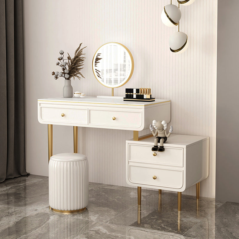 Glam Slate Top Make-up Vanity 4 Drawer Vanity Desk for Bedroom