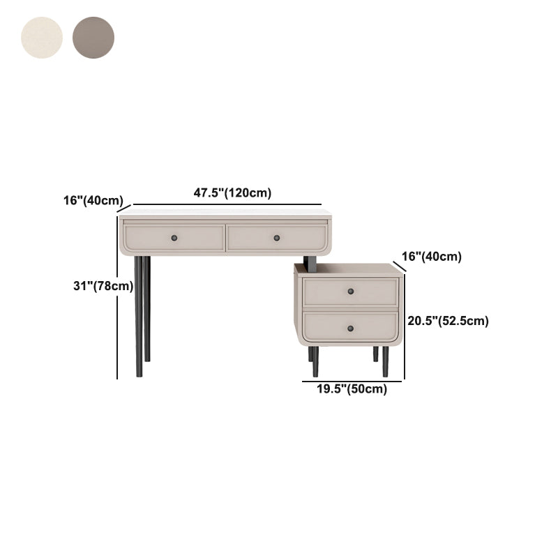 Glam Slate Top Make-up Vanity 4 Drawer Vanity Desk for Bedroom