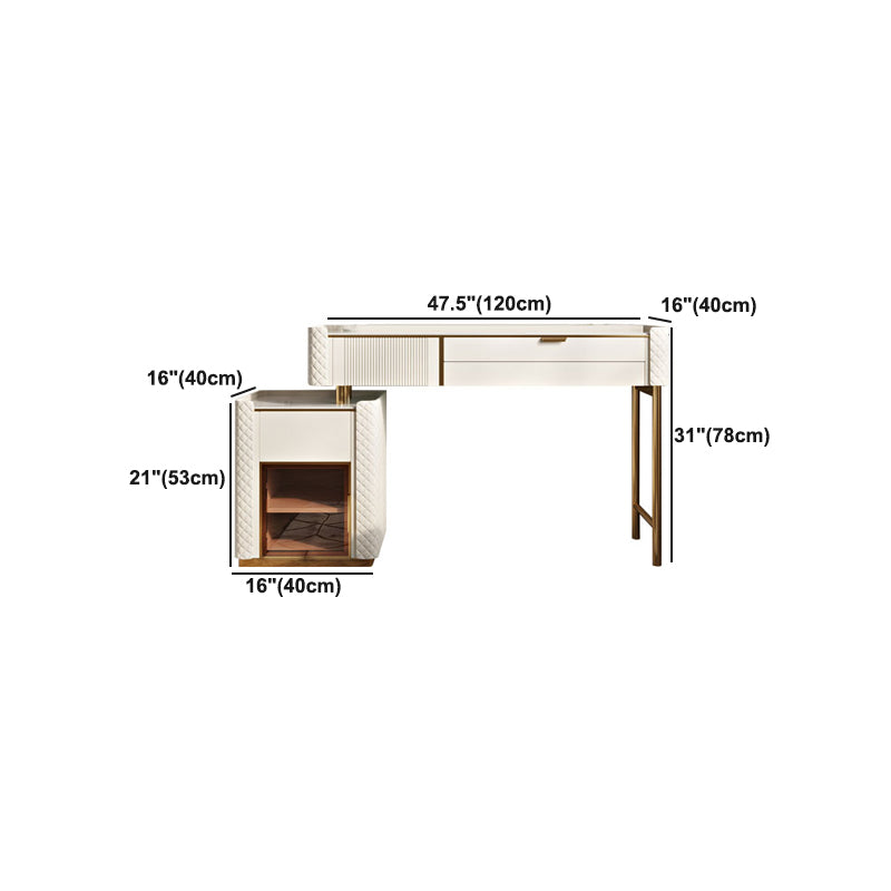 Glam Beige Makeup Vanity Desk 4 Drawer Vanity Dressing Table