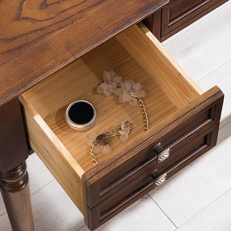 Solid Wood Vanity Dressing Table Traditional Flip-Top Makeup Vanity Desk