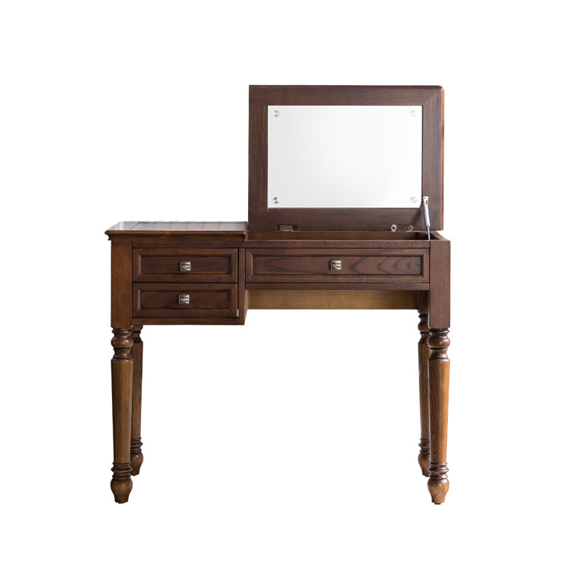 Solid Wood Vanity Dressing Table Traditional Flip-Top Makeup Vanity Desk