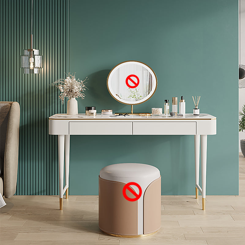 Glam Makeup Vanity Desk Leather Makeup Vanity Set with Slate Top