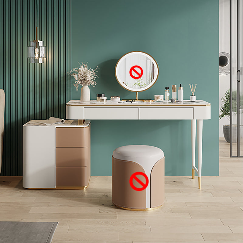 Glam Makeup Vanity Desk Leather Makeup Vanity Set with Slate Top