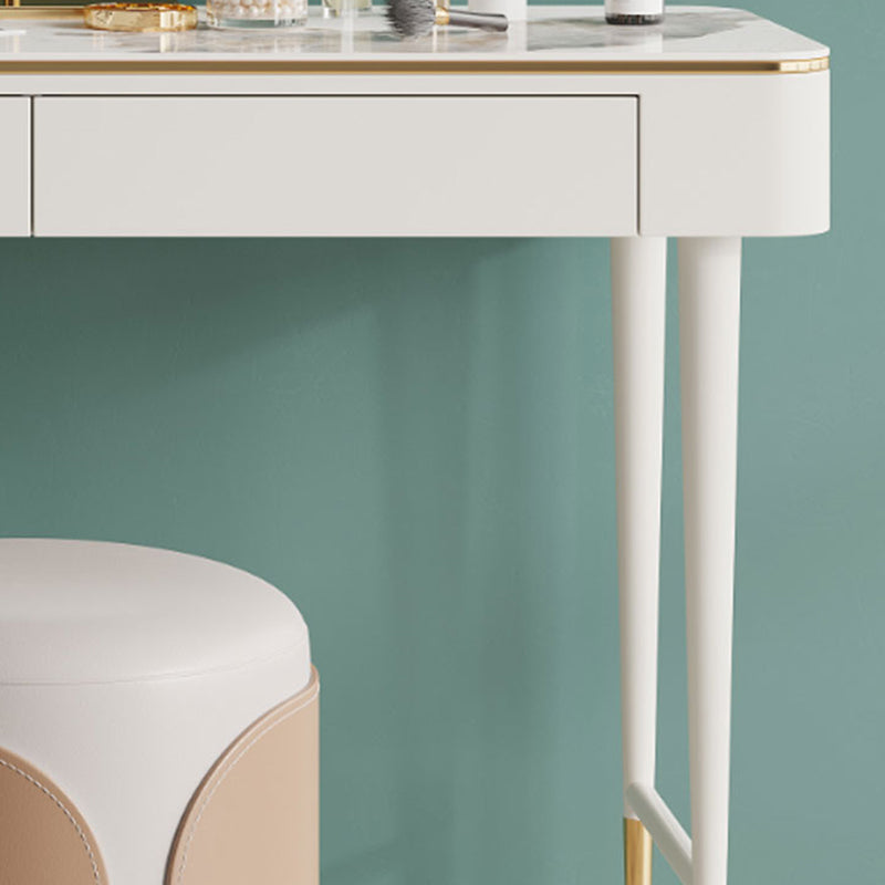 Glam Makeup Vanity Desk Leather Makeup Vanity Set with Slate Top