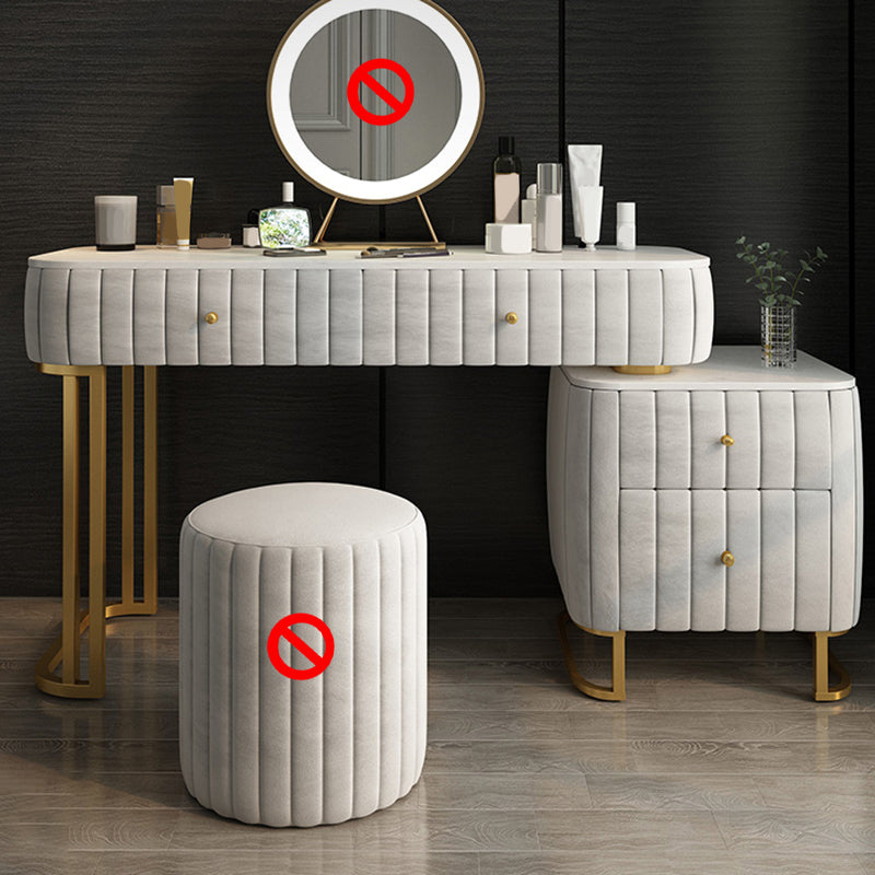 Glam 4 Drawer Makeup Vanity Set Slate Top Vanity Dressing Table