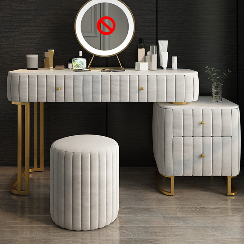 Glam 4 Drawer Makeup Vanity Set Slate Top Vanity Dressing Table