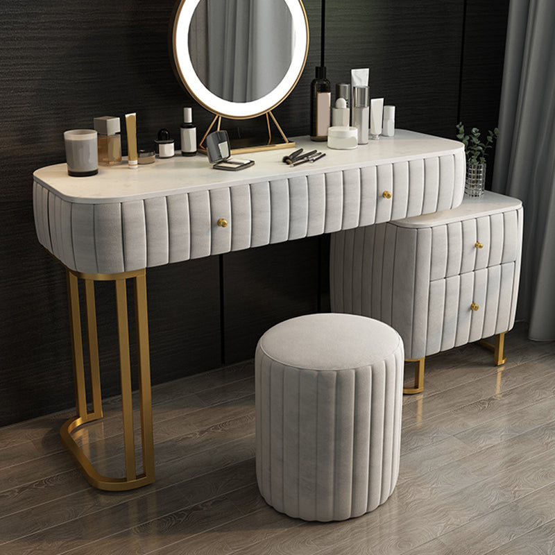 Glam 4 Drawer Makeup Vanity Set Slate Top Vanity Dressing Table
