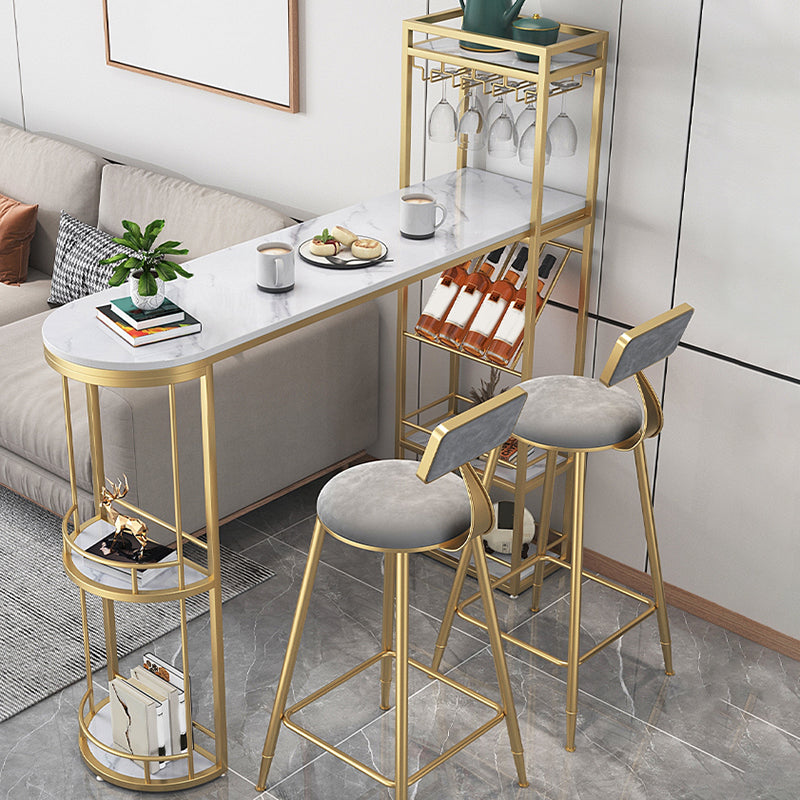 Sintered Stone Top Irregular Shape Pub Table Luxurious Bistro Table with Double Pedestal