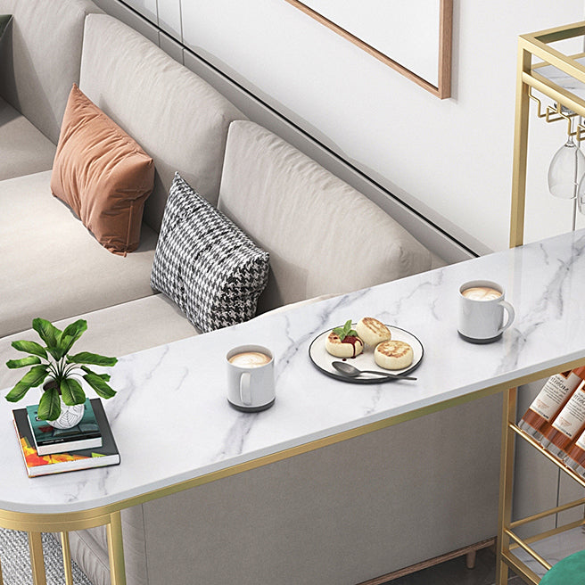 Sintered Stone Top Irregular Shape Pub Table Luxurious Bistro Table with Double Pedestal