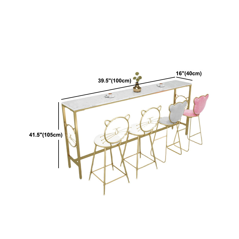 Metal Indoor Bar Height Pub Table Glam Style Bistro Table with Trestle Base