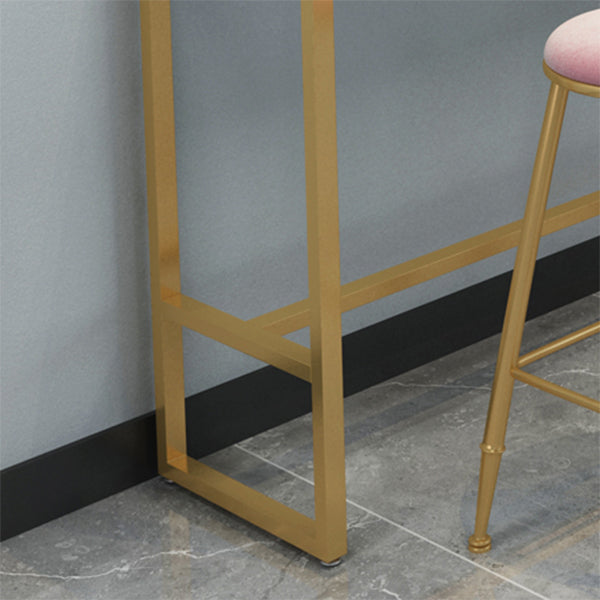 Glam Rectangle Counter Table White and Gold Trestle Stone Dinette Table