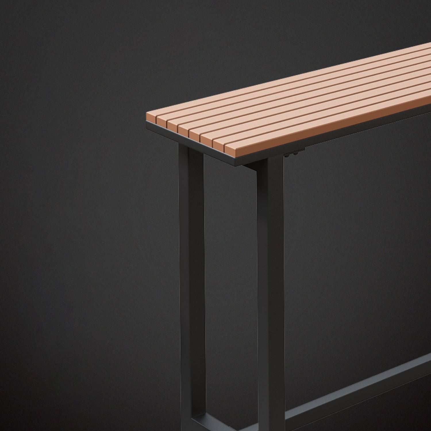 Brown Faux Wood Top Bar Table Contemporary Metal Frame Pub Table