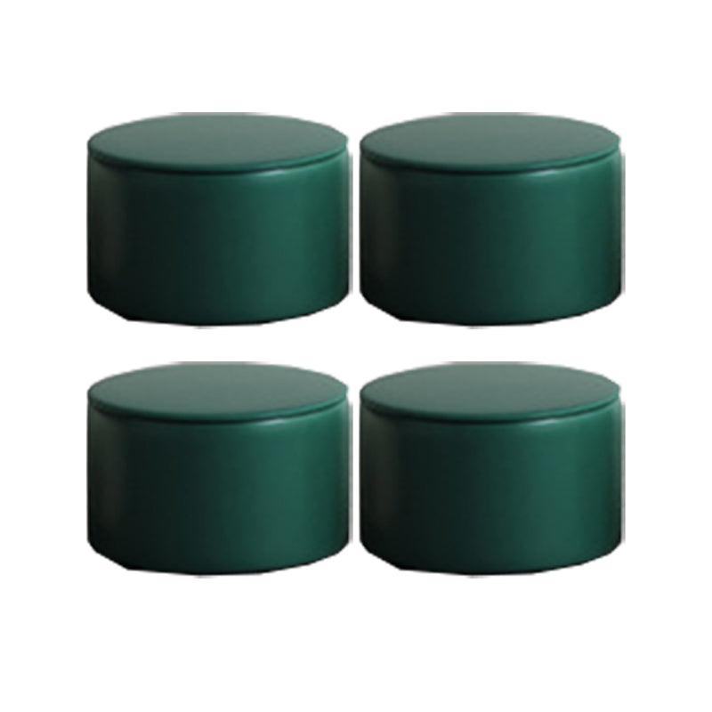 Contemporary Footstool Ottoman PU Leather Upholstered Solid Color Round Ottoman