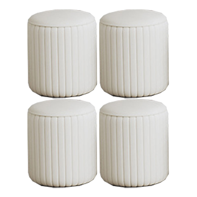 Contemporary Footstool Ottoman PU Leather Upholstered Solid Color Round Ottoman