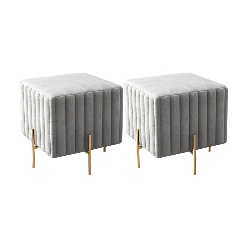 Glam Square Boucle Pouf Plain Velvet Metal Frame Water Resistant Ottoman Footrest