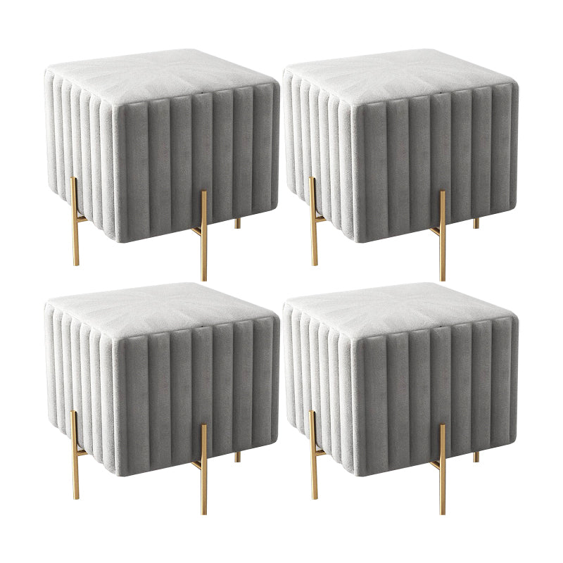 Glam Square Boucle Pouf Plain Velvet Metal Frame Water Resistant Ottoman Footrest