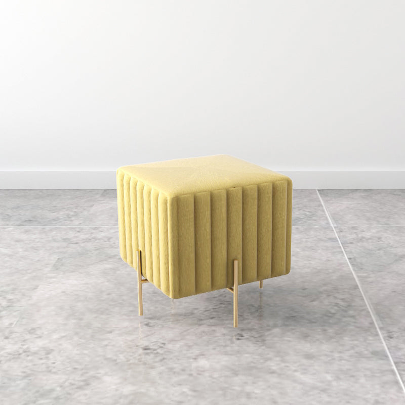 Glam Square Boucle Pouf Plain Velvet Metal Frame Water Resistant Ottoman Footrest