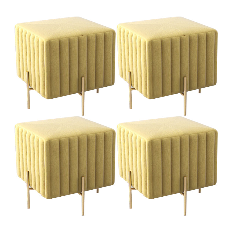 Glam Square Boucle Pouf Plain Velvet Metal Frame Water Resistant Ottoman Footrest