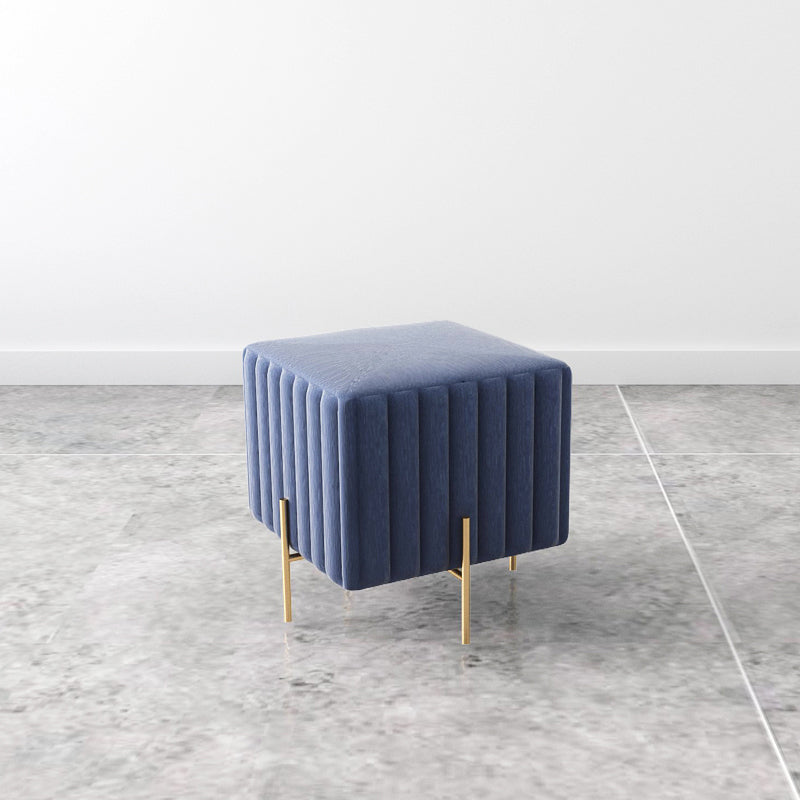 Glam Square Boucle Pouf Plain Velvet Metal Frame Water Resistant Ottoman Footrest