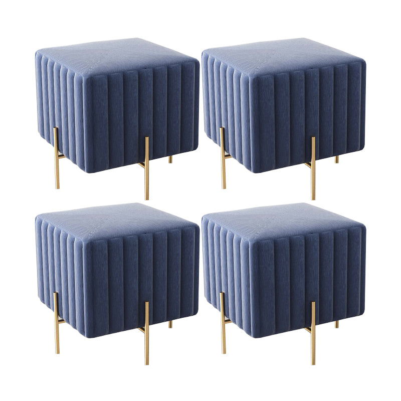 Glam Square Boucle Pouf Plain Velvet Metal Frame Water Resistant Ottoman Footrest