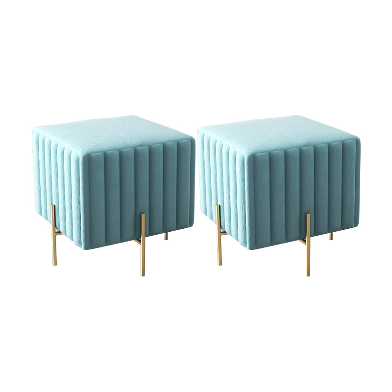 Glam Square Boucle Pouf Plain Velvet Metal Frame Water Resistant Ottoman Footrest