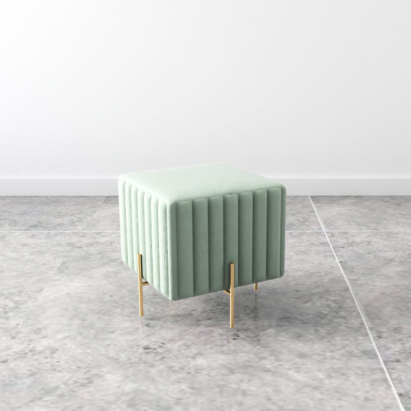 Glam Square Boucle Pouf Plain Velvet Metal Frame Water Resistant Ottoman Footrest