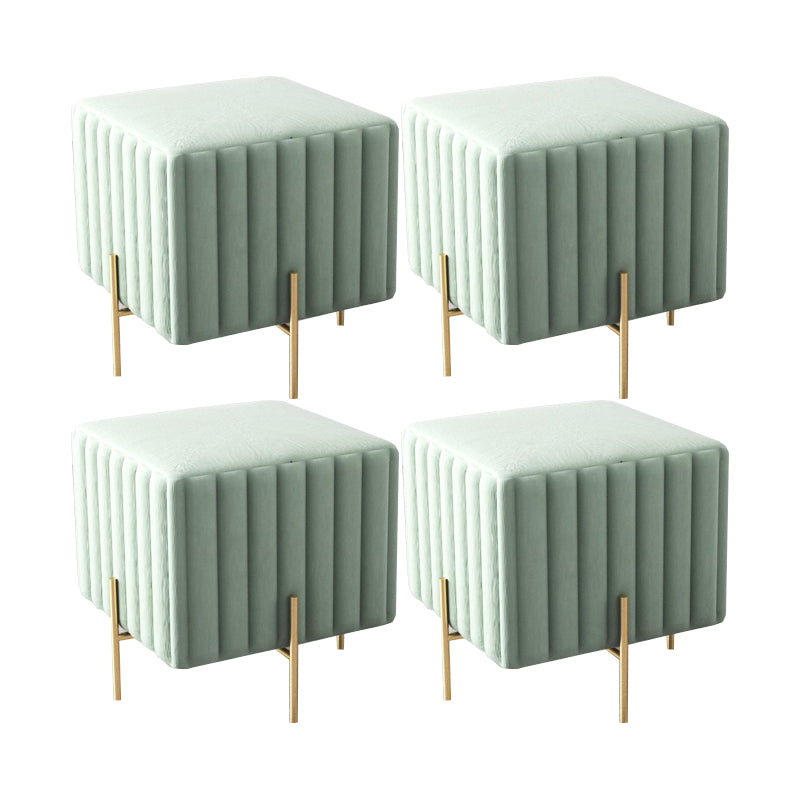 Glam Square Boucle Pouf Plain Velvet Metal Frame Water Resistant Ottoman Footrest