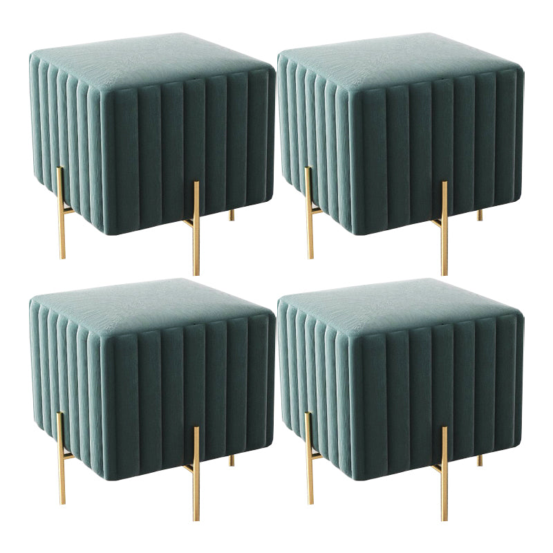 Glam Square Boucle Pouf Plain Velvet Metal Frame Water Resistant Ottoman Footrest