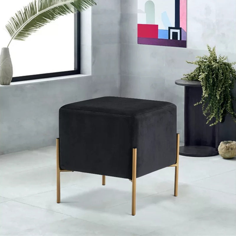 Leisure Velvet Pouf Ottoman Plain Square Water Resistant Ottoman Taverna
