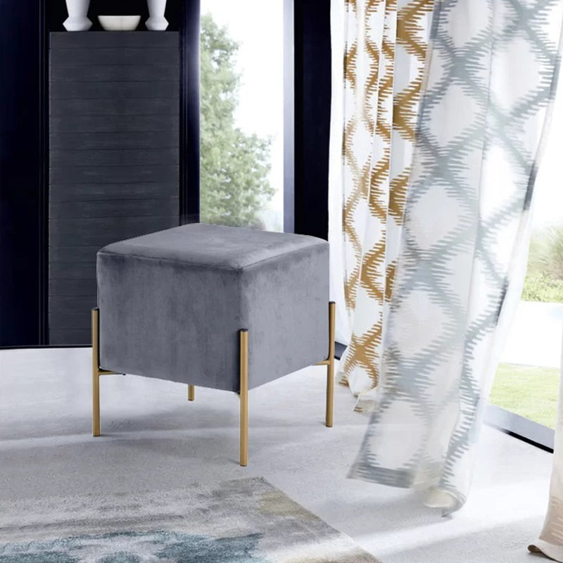 Leisure Velvet Pouf Ottoman Plain Square Water Resistant Ottoman Taverna