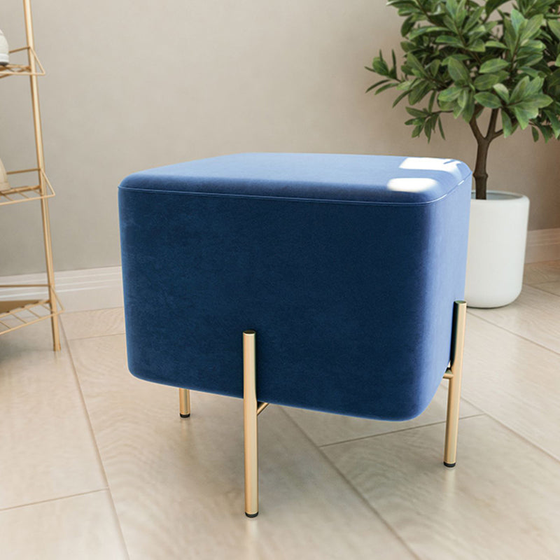 Leisure Velvet Pouf Ottoman Plain Square Water Resistant Ottoman Taverna