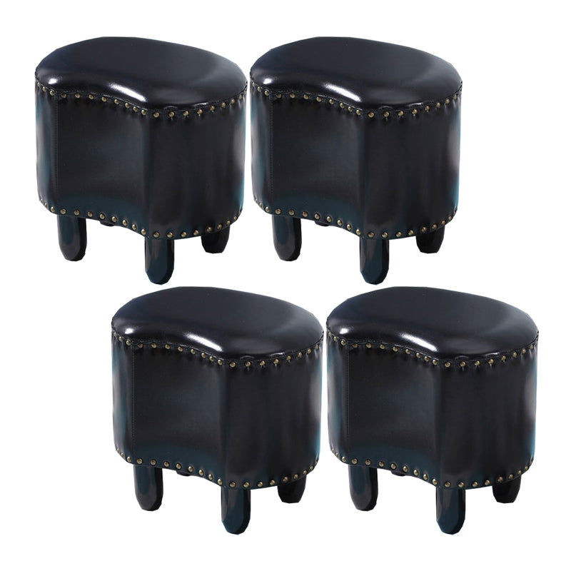 Modern Irregular Leather Ottoman Water Resistant Footstool Ottoman with Nailhead Trim