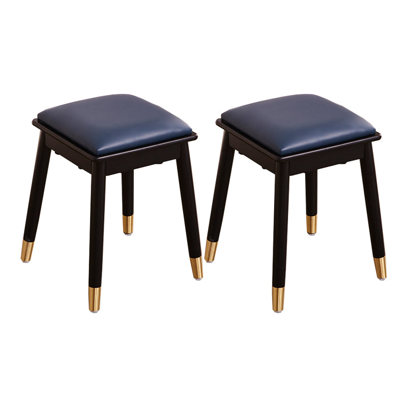 Glam Pouf Ottoman Faux Leather Upholstered Solid Wood Frame Square Ottoman