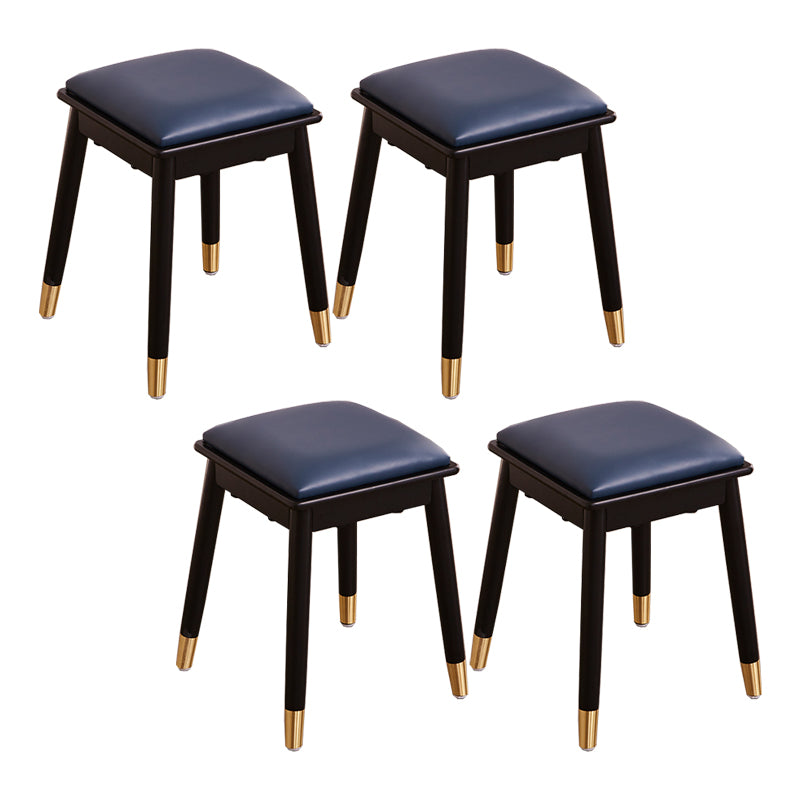 Glam Pouf Ottoman Faux Leather Upholstered Solid Wood Frame Square Ottoman