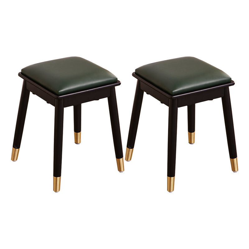 Glam Pouf Ottoman Faux Leather Upholstered Solid Wood Frame Square Ottoman