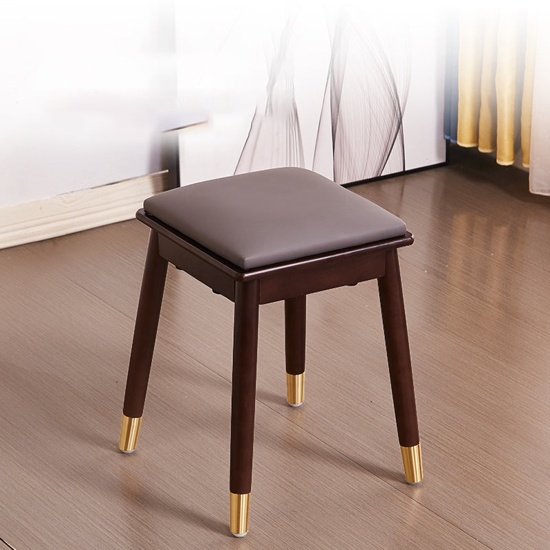 Glam Pouf Ottoman Faux Leather Upholstered Solid Wood Frame Square Ottoman