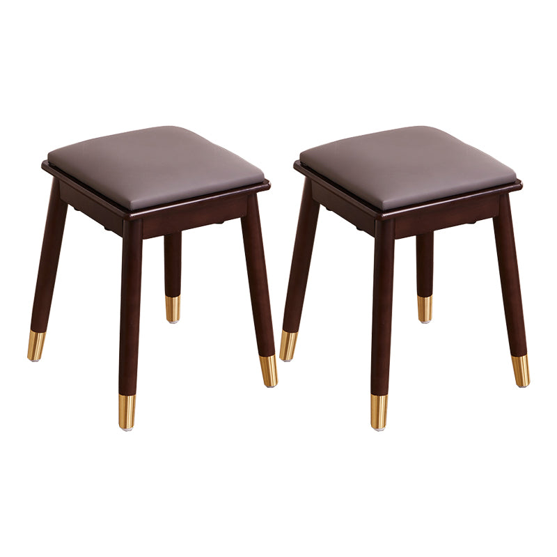 Glam Pouf Ottoman Faux Leather Upholstered Solid Wood Frame Square Ottoman