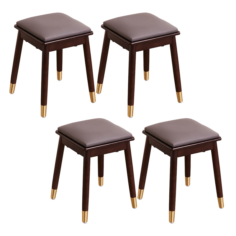 Glam Pouf Ottoman Faux Leather Upholstered Solid Wood Frame Square Ottoman