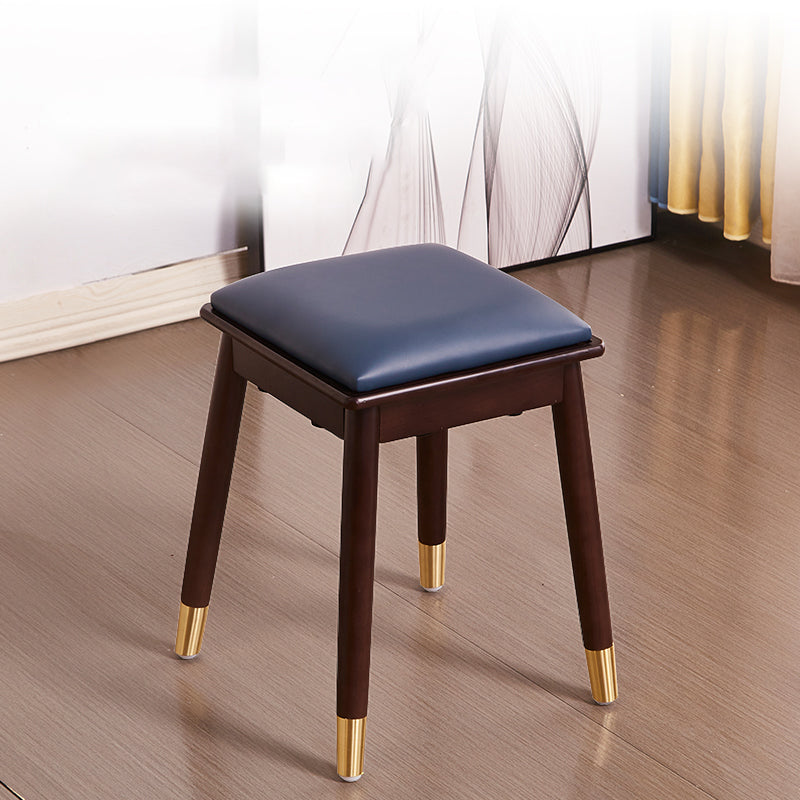 Glam Pouf Ottoman Faux Leather Upholstered Solid Wood Frame Square Ottoman