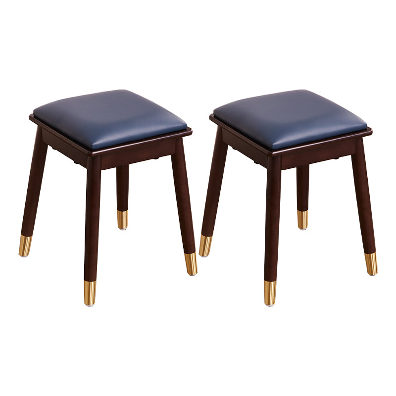 Glam Pouf Ottoman Faux Leather Upholstered Solid Wood Frame Square Ottoman