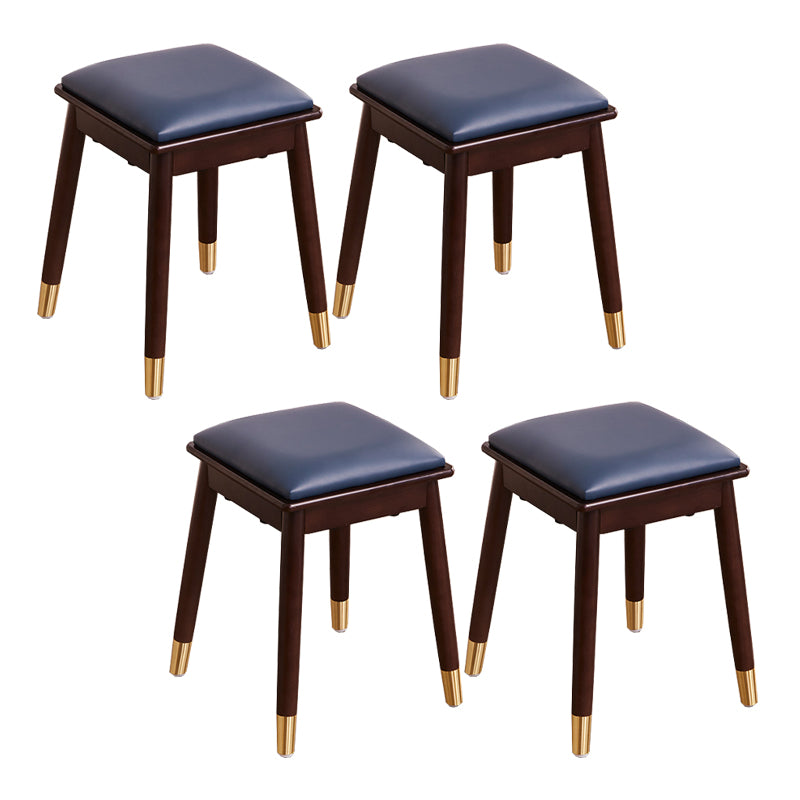 Glam Pouf Ottoman Faux Leather Upholstered Solid Wood Frame Square Ottoman