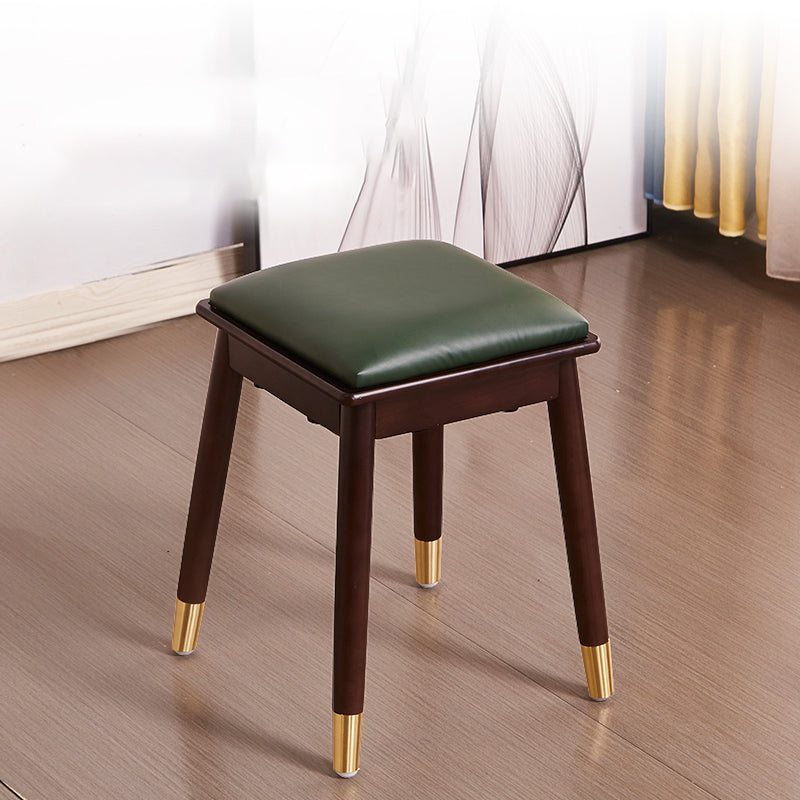 Glam Pouf Ottoman Faux Leather Upholstered Solid Wood Frame Square Ottoman