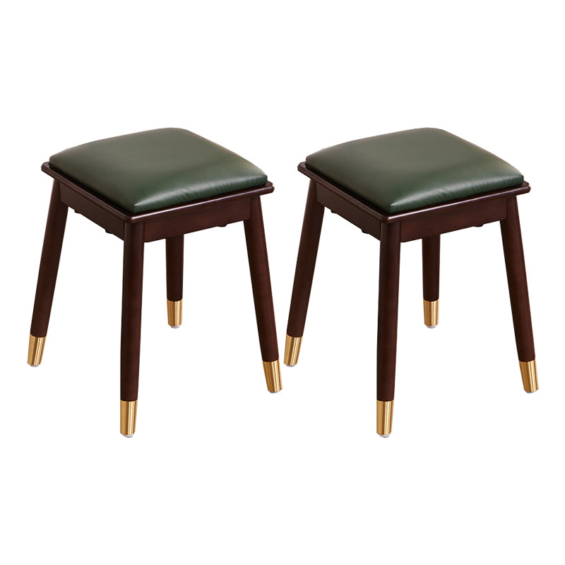 Glam Pouf Ottoman Faux Leather Upholstered Solid Wood Frame Square Ottoman