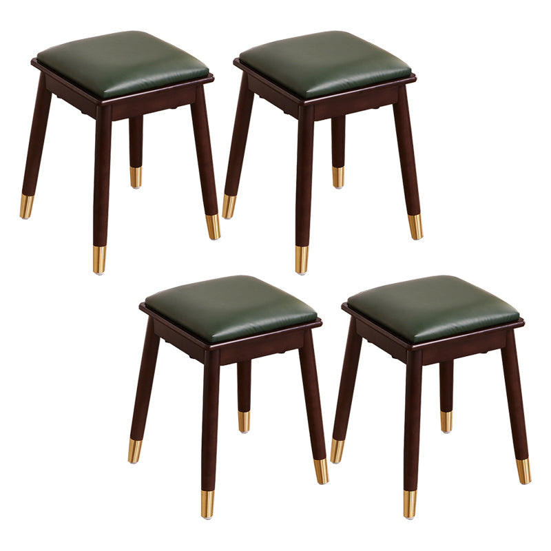 Glam Pouf Ottoman Faux Leather Upholstered Solid Wood Frame Square Ottoman