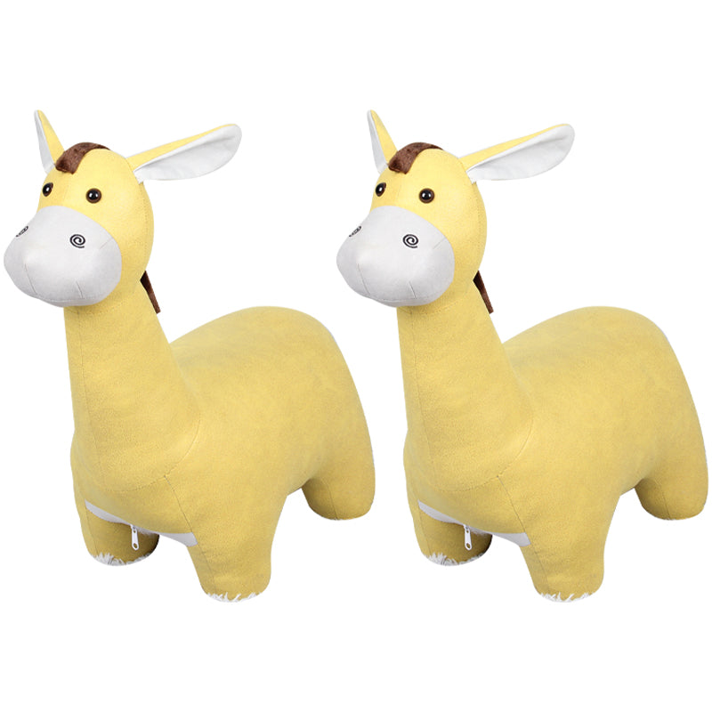 Modern Velvet Pouf Ottoman Contrast Color Donkey Shape Stain Resistant Pouf Chair