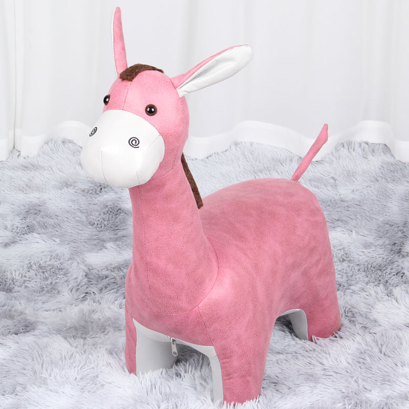 Modern Velvet Pouf Ottoman Contrast Color Donkey Shape Stain Resistant Pouf Chair